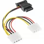 SATA strāvas kabelis SATA sievišķais / 3x 4 kontaktu Molex vīrišķais 0,15 m InLine 29679