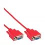 InLine nulles modema kabelis DP9 spraudkontakts sievišķais / sievišķais, formēts, sarkans, 2m