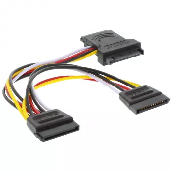 InLine Iekšējais SATA strāvas kabelis SATA vīrišķais/sievišķais uz 2x SATA v 0,15m