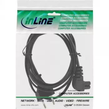 InLine strāvas kabelis, Euro vīrišķais / Euro8 vīrišķais leņķveida, melns, 2 m