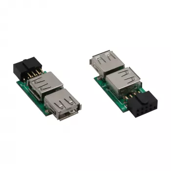 InLine USB 2.0 adapteris, iekšējs, 2x USB-A ligzda uz mātesplates savienotāju, 33440I