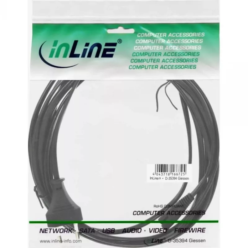 InLine strāvas kabelis, Euro vīr. / Euro8 vīr., melns, 5 m