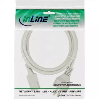 InLine strāvas kabelis, CEE 7/7 taisns / 3 kontaktu IEC C13 vīrišķais, pelēks, 1,5 m