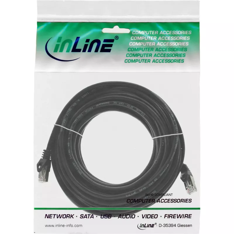 InLine Patch vads SF/UTP Cat.5e melns 7.5m