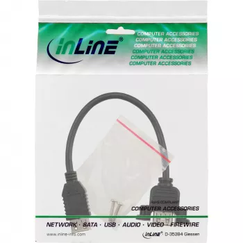 InLine USB 2.0 adaptera kabelis, A tipa ligzda / šasijas savienotājs A tips, 0,2 m