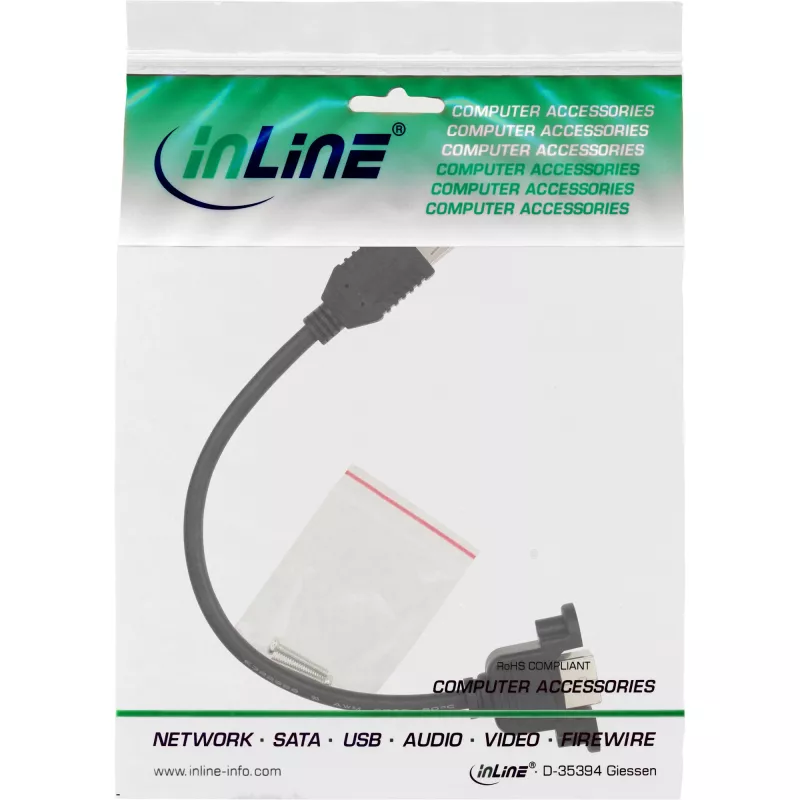 USB 2.0 adaptera kabelis, A tipa sieviešu / šasijas savienotājs, B tips, InLine 33441F, 0,2 m