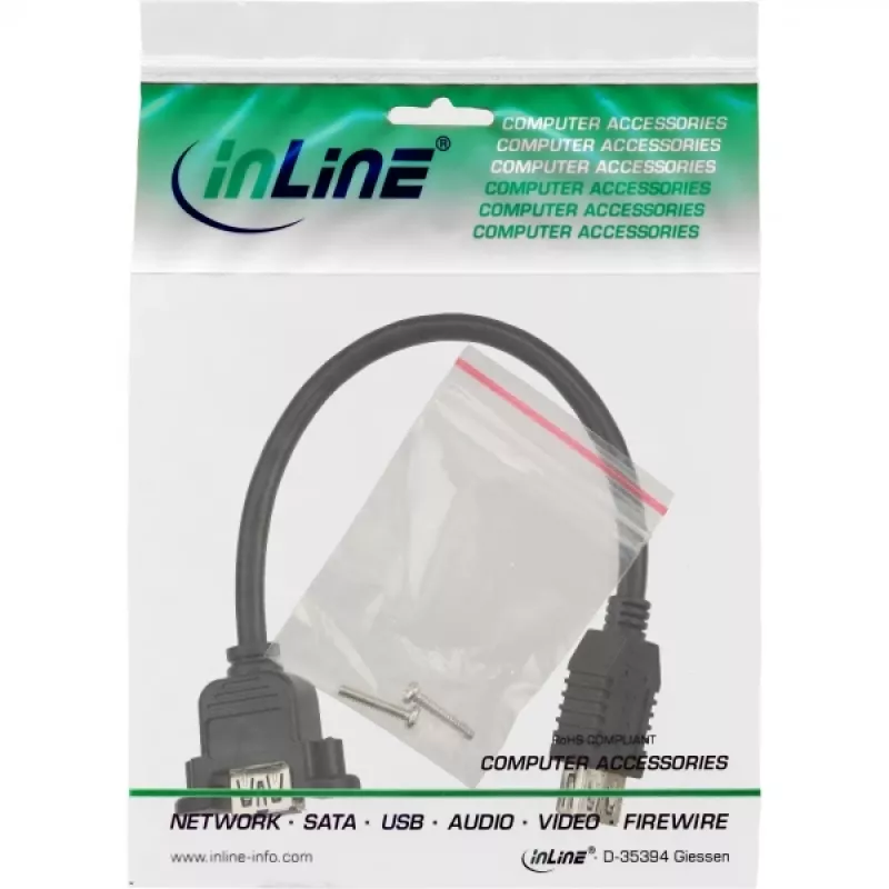 InLine USB 3.0 adaptera kabelis, tips A ligzda / korpusa savienotājs tips A, 0,20 m