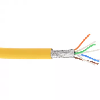 InLine komutācijas kabelis S/FTP PiMF Cat.6A bez halogēna 500 MHz dzeltens 100 m