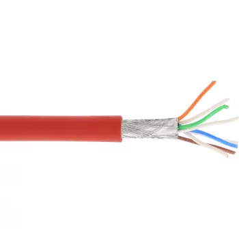 InLine komutācijas kabelis S/FTP PiMF Cat.6A bez halogēna 500MHz sarkans 100m