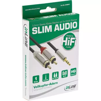 Audio kabelis 3.5 mm tēviņš uz 2x RCA tēviņš InLine Basic plāns S-99241