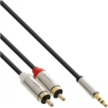 Audio kabelis 3.5 mm tēviņš uz 2x RCA tēviņš InLine Basic plāns S-99241