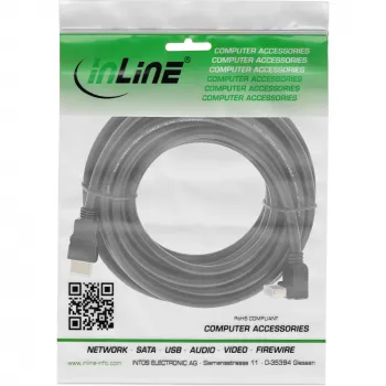 InLine High Speed HDMI kabelis ar Ethernet, leņķveida, 7,5m