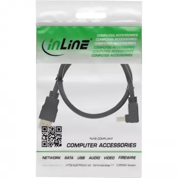 HDMI kabelis InLine 17002V 2m Leņķveida Ātrdarbīgs ar Ethernet