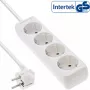 InLine kontaktligzdu bloks, 4-vietīgs ar zemējuma kontaktu CEE 7/3, balts, 1,5m