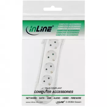 InLine kontaktligzdu sloksne, 5 virzienu zemējuma kontakts CEE 7/3, balta, 1,5 m
