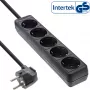 InLine kontaktligzdu sadalītājs, 5-vietīgs ar zemējuma kontaktu CEE 7/3, melns, 1,5 m