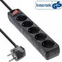 InLine kontaktligzdu bloks, 5-vietīgs ar zemējuma kontaktu CEE 7/3, melns, 1,5 m