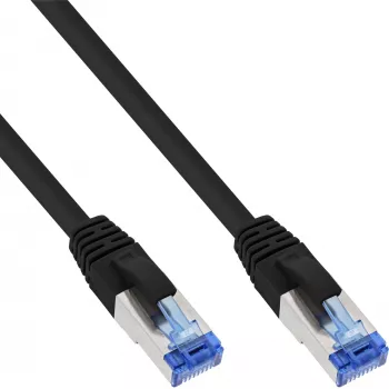 InLine komutācijas kabelis S/FTP PiMF Cat.6A bez halogēna 500MHz melns 0,3m