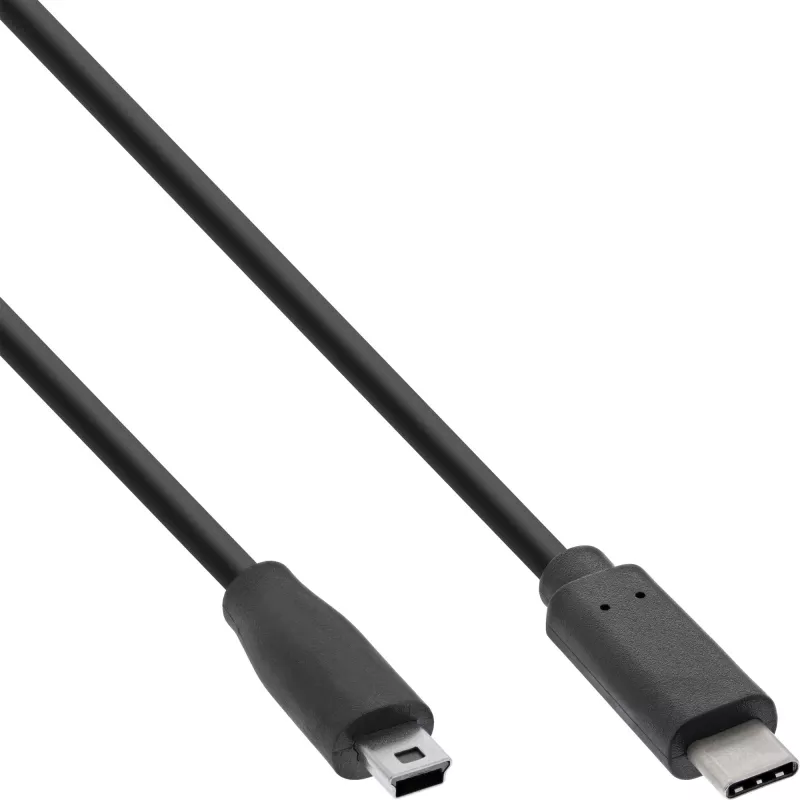 InLine USB 2.0 kabelis, USB-C vīrišķais / mini-B spraudnis (5 kontaktu), melns, 2 m