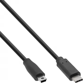 InLine USB 2.0 kabelis, USB-C vīr. / mini-B vīr. (5 kontakti), melns, 1 m
