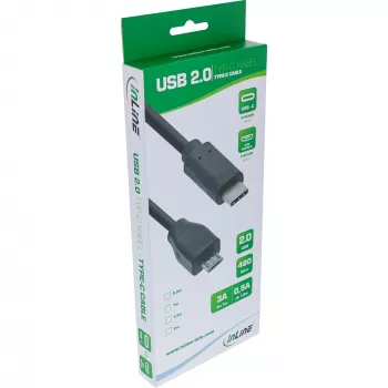 InLine USB 2.0 kabelis, USB-C vīr. / Micro-B vīr., melns, 2 m