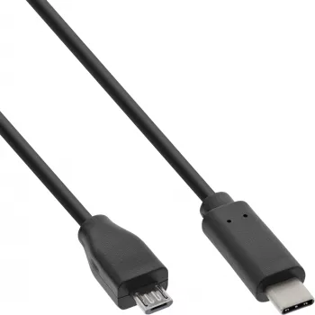 InLine USB 2.0 kabelis, USB-C vīrišķais / Micro-B spraudnis, melns, 1m