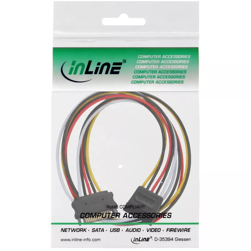 SATA barošanas pagarinātāja kabelis tēviņš/mātīte 0.50m InLine 29651B