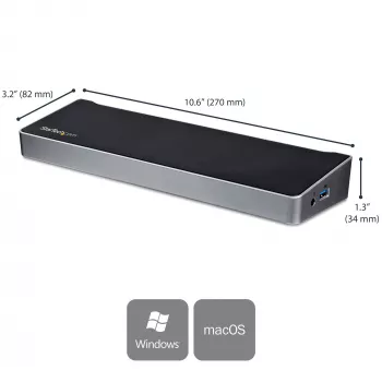 StarTech.com 4K USB-C dokstacija, trīskārša UHD 4K monitoru dokstacija, Mac un Windows, USB C uz HDMI un DisplayPort, 60 W strāvas padeve, 5x USB 5 Gbps centrmezgls - TAA