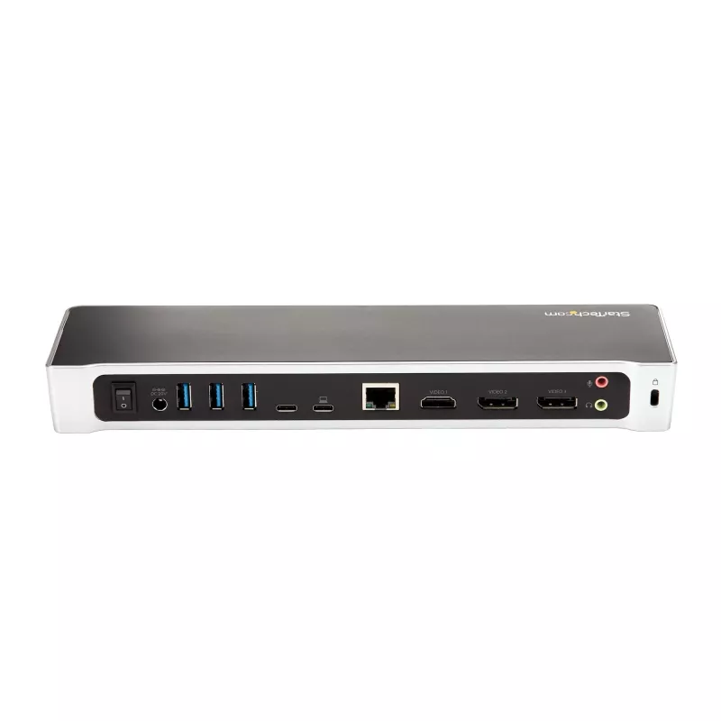 StarTech.com 4K USB-C dokstacija, trīskārša UHD 4K monitoru dokstacija, Mac un Windows, USB C uz HDMI un DisplayPort, 60 W strāvas padeve, 5x USB 5 Gbps centrmezgls - TAA