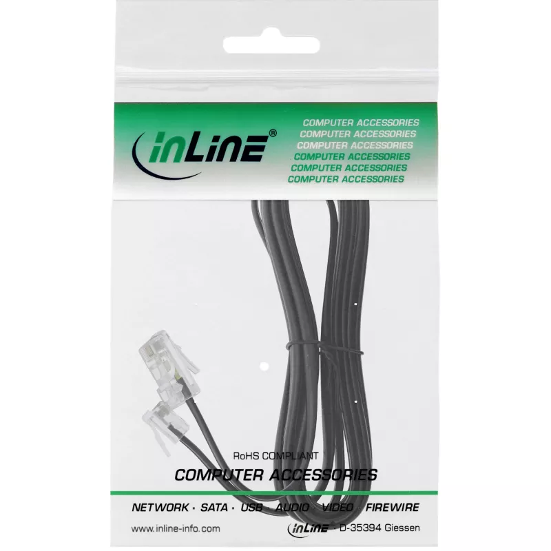 InLine modulārais kabelis RJ45 8P4C / RJ11 6P4C vīr./vīr. 6 m