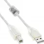InLine USB 2.0 kabelis Type A vīrišķais / B vīrišķais caurspīdīgs, ferīta serde, 3 m
