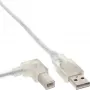 InLine USB 2.0 kabelis ar leņķveida Type A vīrišķo / B vīrišķo, caurspīdīgs, 2 m