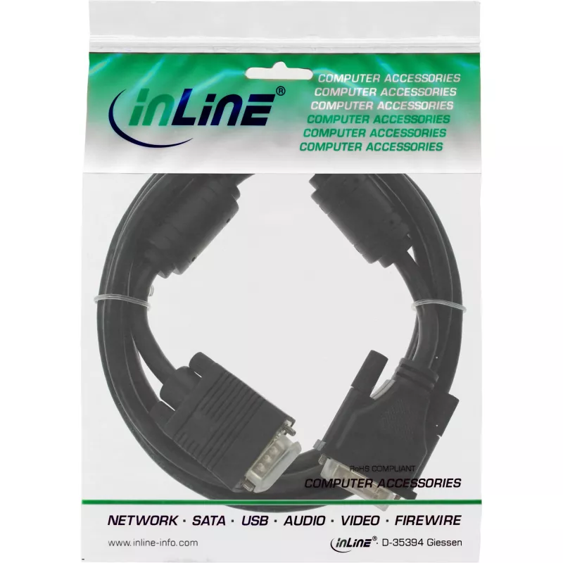 InLine DVI-A kabelis 12+5 vīr. / 15 kontaktu HD vīr. VGA 3 m