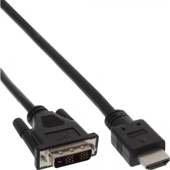 InLine HDMI-DVI kabelis HDMI vīrišķais / DVI vīrišķais 18+1 melns 3m