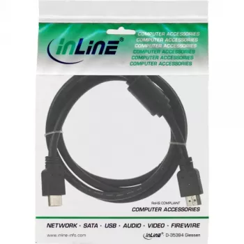 InLine HDMI kabelis High Speed vīrišķais + ferīts melns 5 m