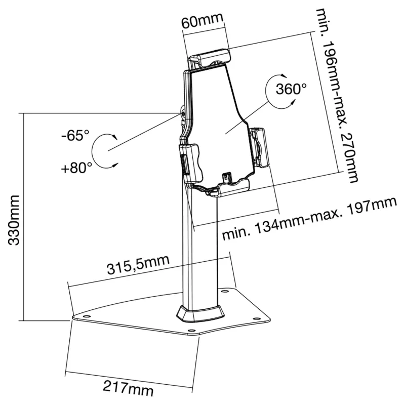 InLine planšetdatora galda turētājs, alumīnijs, bloķējams, universāls, 7,9 inch–10,1 inch
