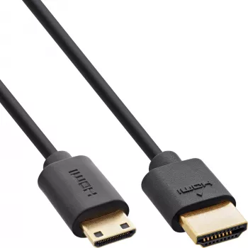 InLine Slim Ultra High Speed HDMI kabelis AM/CM 8K4K zeltīts melns 0,3m