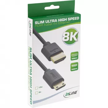 InLine plāns Ultra High Speed HDMI kabelis AM/CM 8K4K zeltīti kontakti melns 1,5 m