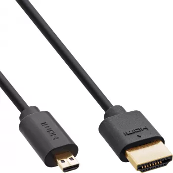 InLine Slim Ultra High Speed HDMI kabelis AM/DM 8K4K apzeltīts melns 0,5 m