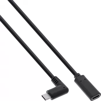 USB 3.2 Gen.1x2 kabelis InLine 35782 USB-C vīrišķais leņķveida / sievišķais melns 2m