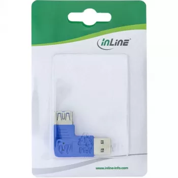 USB 3.0 adapteris, Type A spraudnis / A ligzda, kreisā leņķa 90° InLine 35300M