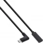 InLine USB 3.2 Gen.1x2 kabelis, USB-C vīrišķais leņķveida / sievišķais, melns, 0,5 m