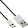 InLine USB 2.0 kabelis, USB-C spraudnis / USB-A spraudnis, melns/alumīnija, elastīgs, 2 m