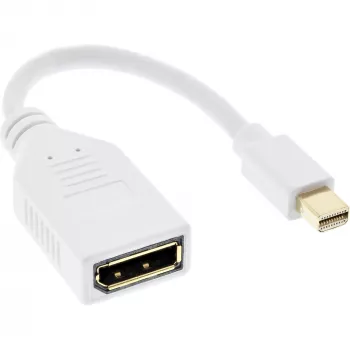 InLine Mini DisplayPort vīriešu uz DisplayPort sieviešu kabelis, 4K2K, balts, 0.15m