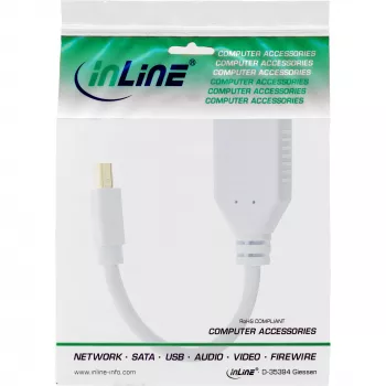 InLine Mini DisplayPort vīriešu uz DisplayPort sieviešu kabelis, 4K2K, balts, 0.15m