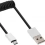 InLine Micro-USB 2.0 spirālveida kabelis, A tipa/Micro-B vīr./vīr., melns/alumīnijs, elastīgs 3m