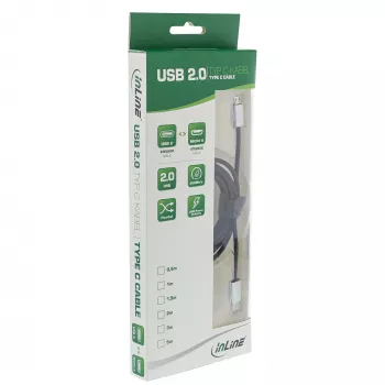 InLine USB 2.0 kabelis, USB-C vīr. / Micro-B vīr., melns/alu, elastīgs, 1,5 m