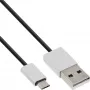 InLine Micro-USB 2.0 kabelis, USB A / Micro B vīr./vīr., melns/alu, elastīgs, 1m