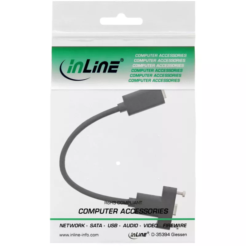 InLine USB 3.2 C sievišķais / sievišķais kabelis ar atloku, melns, 0,20 m