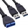 InLine USB 3.0 Premium adaptera kabelis 2x USB A vīr. / mātesplates galvene, 0,40 m